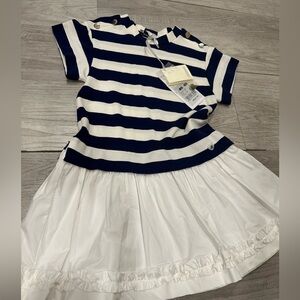 MonnaLisa Navy and White Striped Dress